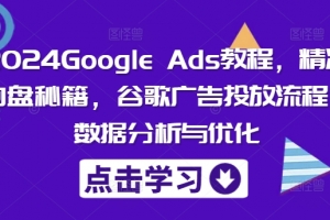 2024Google Ads教程,精准询盘秘籍,谷歌广告投放流程,数据分析与优化