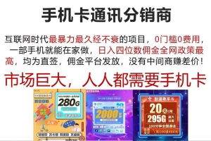 手机卡通讯分销商 互联网时代最暴利最久经不衰的项目,0门槛0费用,…