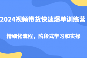 2024视频带货快速爆单训练营,精细化流程,阶段式学习和实操