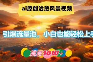 ai原创治愈风景视频,引爆流量池,小白也能轻松上手,篇篇10w+