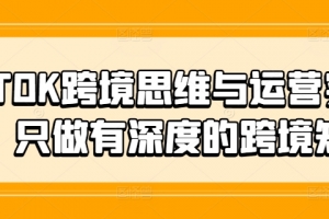 TIKTOK跨境思维与运营实操课,只做有深度的跨境知识