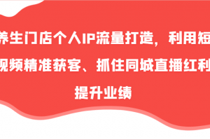 养生门店个人IP流量打造,利用短视频精准获客、抓住同城直播红利提升业绩(57节)