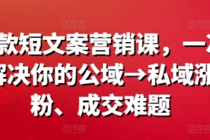 爆款短文案营销课,一次解决你的公域→私域涨粉、成交难题