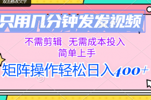 只用几分钟发发视频,不需剪辑,无需成本投入,简单上手,矩阵操作轻松…