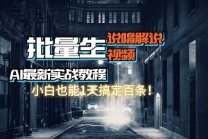 【AI最新实战教程】日入600+,批量生成说唱解说视频,小白也能1天搞定百条