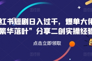 小红书短剧日入过千,爆单大佬“繁华落叶”分享二创实操经验