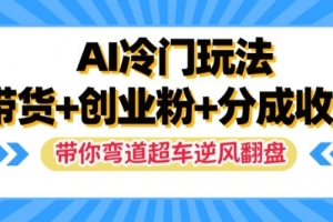 AI冷门玩法,带货+创业粉+分成收益,带你弯道超车,实现逆风翻盘