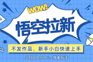 悟空拉新最新玩法,无需作品暴力出单,小白快速上手