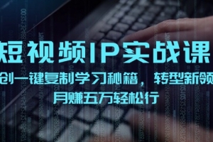 短视频 IP实战课,独创一键复制学习秘籍,转战新领域,月赚五万轻松行