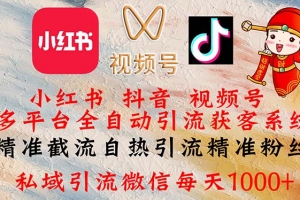 小红书,抖音,视频号多平台全自动引流获客系统 精准截流自热引流精准…