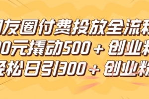 朋友圈高效付费投放全流程,100元撬动500+创业粉,日引流300加精准创业粉