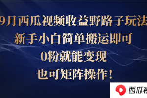 西瓜视频收益野路子玩法,新手小白简单搬运即可,0粉就能变现,也可矩…