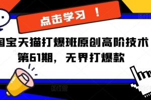 淘宝天猫打爆班原创高阶技术第61期,无界打爆款