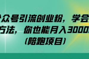公众号引流创业粉,学会这个方法,你也能月入30000+ (陪跑项目)