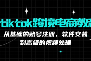 tiktok跨境电商教程:从基础的账号注册、软件安装,到高级的视频处理