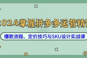 2024掌握拼多多运营精髓:爆款流程、定价技巧与SKU设计实战课