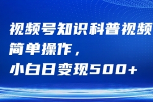 视频号知识科普视频,简单操作,小白日变现500+