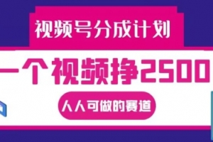 视频号分成计划,一个视频挣2500+,人人可做的赛道