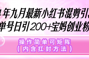 小红书混剪引流,单号日引200+宝妈创业粉,操作简单可矩阵(内含扛封…