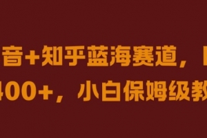 抖音+知乎蓝海赛道,日入几张,小白保姆级教程
