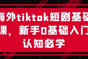 海外tiktok短剧基础课,新手0基础入门认知必学