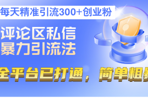 评论区私信暴力引流法,每天精准引流300+创业粉,全平台已打通,简单粗暴