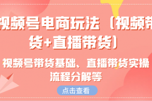 视频号电商玩法(视频带货+直播带货)含视频号带货基础、直播带货实操流程分解等
