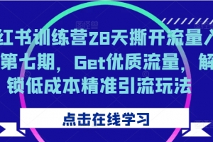 小红书训练营28天撕开流量入口第七期,Get优质流量,解锁低成本精准引流玩法
