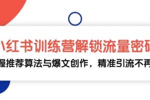 小红书训练营解锁流量密码,掌握推荐算法与爆文创作,精准引流不再难