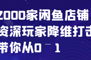 闲鱼已经饱和?纯扯淡!2000家闲鱼店铺资深玩家降维打击带你从0–1