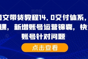 抖音图文带货教程14.0交付体系,基础与精英课,新增账号运营锦囊,快速解决账号针对问题