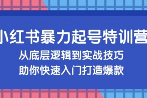 小红书暴力起号训练营,从底层逻辑到实战技巧,助你快速入门打造爆款