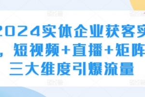 2024实体企业获客实操,短视频+直播+矩阵,三大维度引爆流量