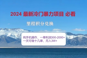 2024惊爆冷门暴利!出行高峰来袭,里程积分,高爆发期,一单300+—2000…