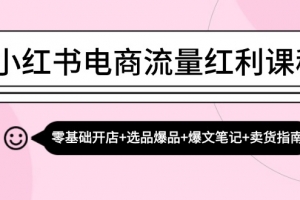 小红书电商流量红利课程:零基础开店+选品爆品+爆文笔记+卖货指南