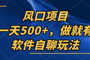 一天500+,只要做就有,软件自聊玩法