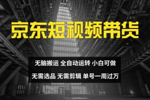 京东短视频达人带货,无脑搬运,无需选品,矩阵操作,单号一周过万