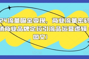 2024流量吸金变现,商业流量密码营销商业品牌定位引流品运营逻辑(图文)