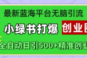 最新蓝海平台无脑引流,小绿书打爆创业圈,全自动日引500+精准创业粉