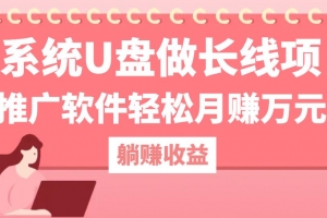 用系统U盘做长线项目,推广软件轻松月赚万元