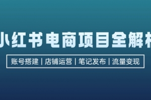 小红书电商项目全解析,包括账号搭建、店铺运营、笔记发布  实现流量变现