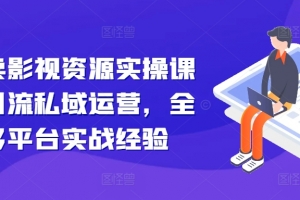 引流卖影视资源实操课程,引流私域运营,全网多平台实战经验
