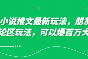 10月小说推文最新玩法,朋友圈图文评论区玩法,可以爆百万大流量