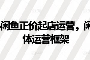 2024闲鱼正价起店运营,闲鱼整体运营框架