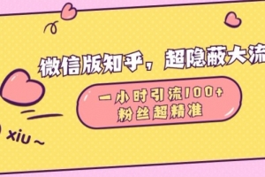 微信版知乎,超隐蔽流量入口1小时引流100人,粉丝质量超高