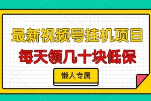 视频号挂机项目,每天几十块低保,懒人专属