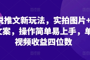 小说推文新玩法,实拍图片+小说文案,操作简单易上手,单条视频收益四位数