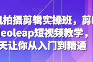手机拍摄剪辑实操班,剪映videoleap短视频教学,7天让你从入门到精通
