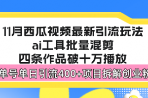 西瓜视频最新玩法,全新蓝海赛道,简单好上手,单号单日轻松引流400+创…