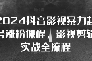 2024抖音影视暴力起号涨粉课程,影视剪辑搬运实战全流程